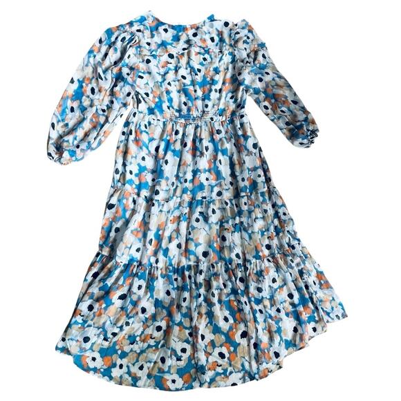 Joie Women’s Sz M Blue Floral Printed Maxi Dress Limited Edition Chiffon V-Neck - Picture 9 of 14